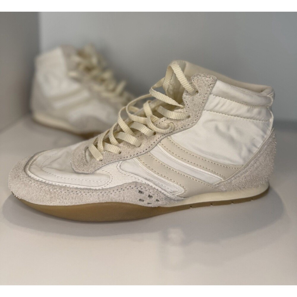 Rare Zara Shoes Womens Size 6 White Beige Retro High Top Sneakers NWOT